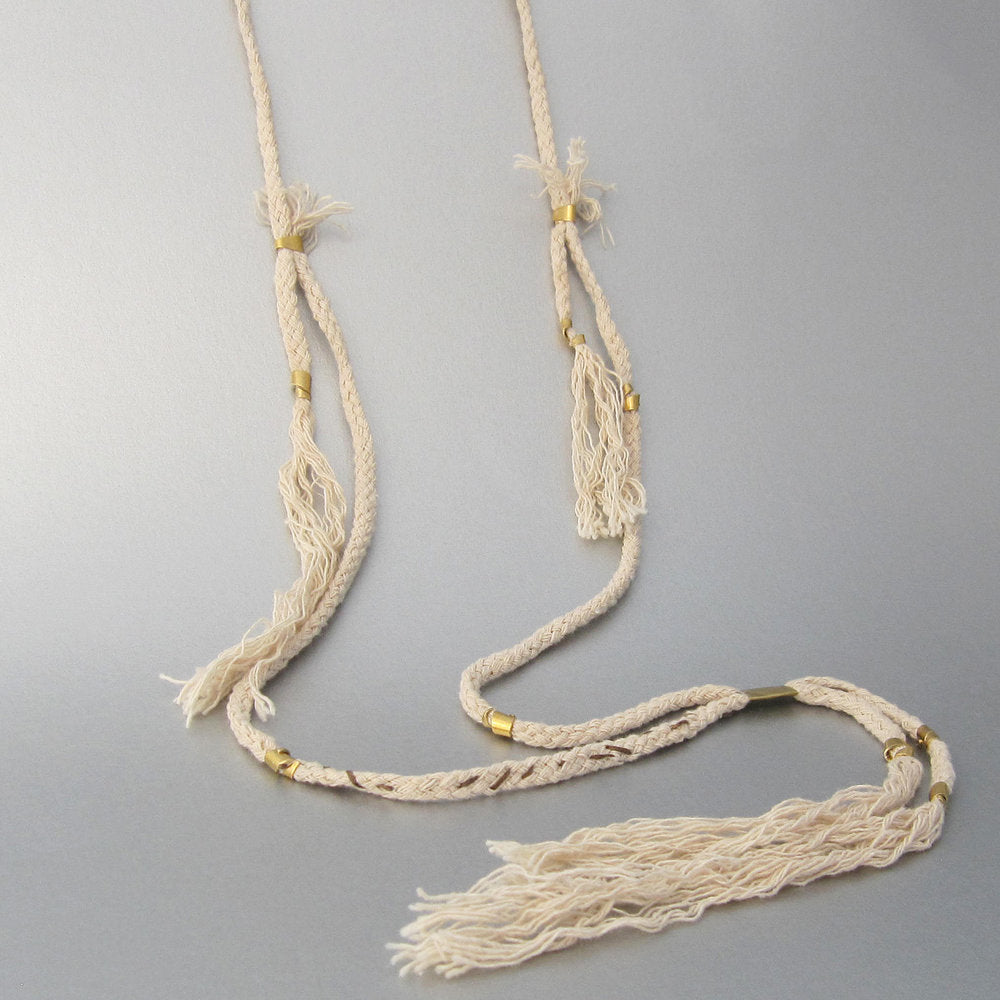 White Cotton with Brass Necklace 
