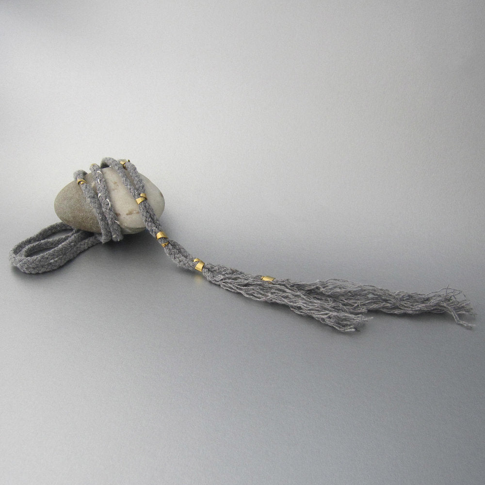 Gray Cotton with Brass Necklace 