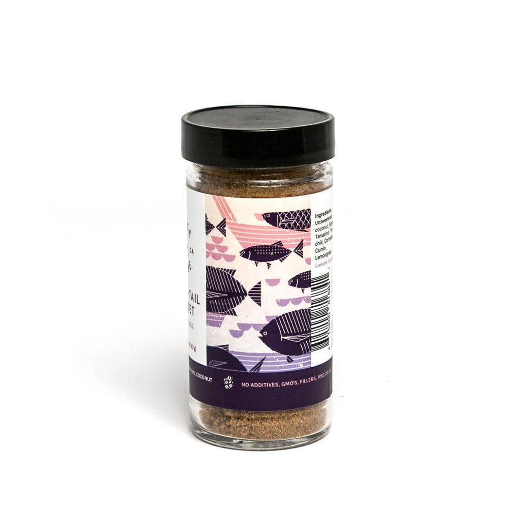 Spice Tribe Long Tail Sunset (a Thai blend that takes curry to another level). Back of jar.